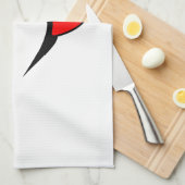 おもしろいな顔-黒および赤 キッチンタオル (四つ折り)