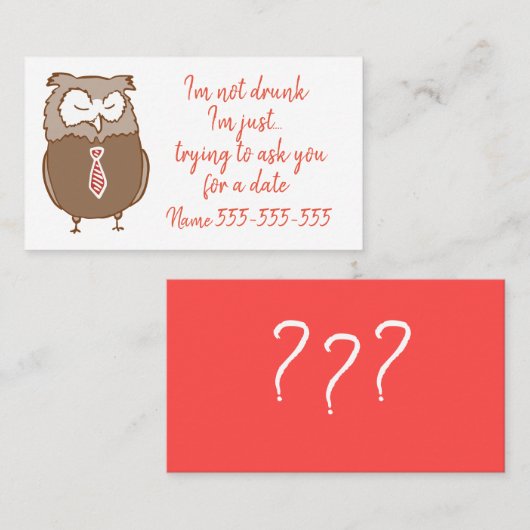 おもしろいな飲まれたフクロウの日付の名刺 名刺 (正面/裏面)