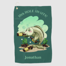 おもしろいな飲む魚カスタムな文字及び色のゴルフタオル