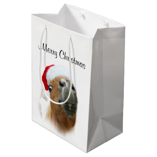 おもしろいな馬のクリスマス ミディアムペーパーバッグ (裏面アングル)