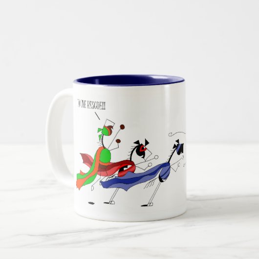 おもしろいな馬のスーパーヒーローの漫画 ツートーンマグカップ (正面左)