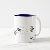 おもしろいな馬のスーパーヒーローの漫画 ツートーンマグカップ (正面右)