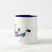 おもしろいな馬のスーパーヒーローの漫画 ツートーンマグカップ (中央)