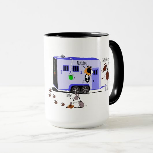 おもしろいな馬のトレーラーのローディングの漫画 マグカップ (正面右)
