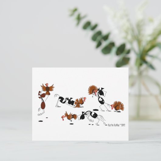 おもしろいな馬の野生のトルコの追跡の漫画の郵便はがき ポストカード (スタンド正面)