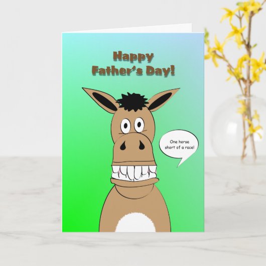おもしろいな馬の顔の父の日 カード (黄色い花)