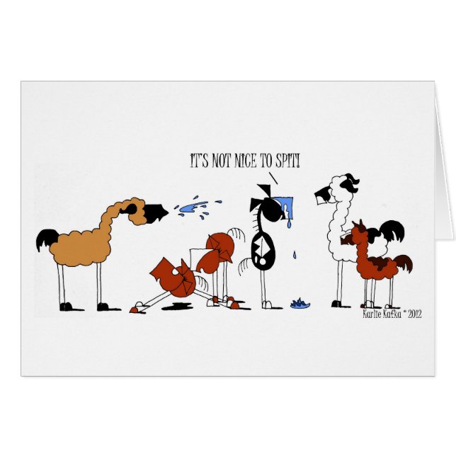 おもしろいな馬及びラマの漫画 (正面横)