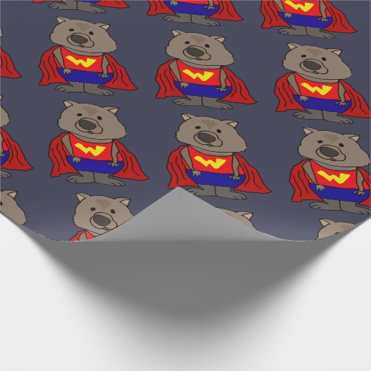 おもしろいな驚異のWombatのスーパーヒーローの漫画の芸術 ラッピングペーパー (角)