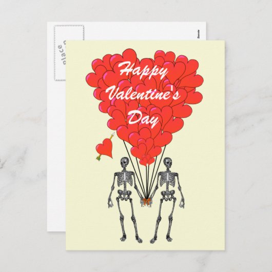おもしろいな骨組ロマンチックなバレンタイン シーズンポストカード (正面/裏面)
