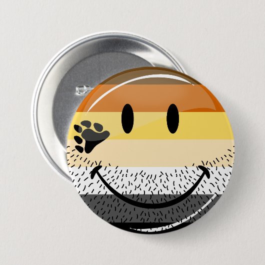 おもしろいな髭がある幸せで陽気なくまのプライドの旗 缶バッジ (正面&裏面)