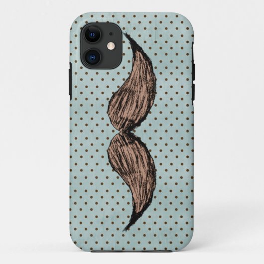 おもしろいな髭のスケッチおよびブラウンの水玉模様 Case-Mate iPhoneケース (裏面)