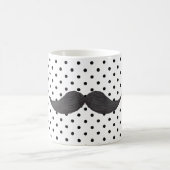 おもしろいな髭のスケッチおよび黒い水玉模様 コーヒーマグカップ (中央)