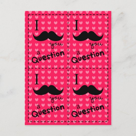 おもしろいな髭のバレンタインは郵便はがきのピンクを切り取りました シーズンポストカード (正面)