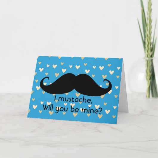 おもしろいな髭のバレンタインデーのヒップスターのハートカード シーズンカード (正面)