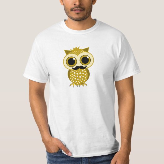 おもしろいな髭のフクロウ Tシャツ (正面)