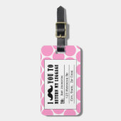 おもしろいな髭の荷物のラベル%PIPE%のピンクの点 ラゲッジタグ (正面縦)