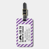 おもしろいな髭の荷物のラベル%PIPE%の紫色のストライプ ラゲッジタグ (正面縦)