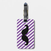 おもしろいな髭の荷物のラベル%PIPE%の紫色のストライプ ラゲッジタグ (裏面縦)