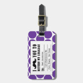 おもしろいな髭の荷物のラベル%PIPE%の紫色の点 ラゲッジタグ (正面縦)