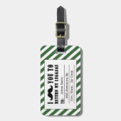 おもしろいな髭の荷物のラベル%PIPE%の緑のストライプ ラゲッジタグ (正面縦)
