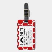 おもしろいな髭の荷物のラベル%PIPE%の赤の点 ラゲッジタグ (正面縦)