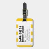 おもしろいな髭の荷物のラベル%PIPE%の黄色のストライプ ラゲッジタグ (正面縦)