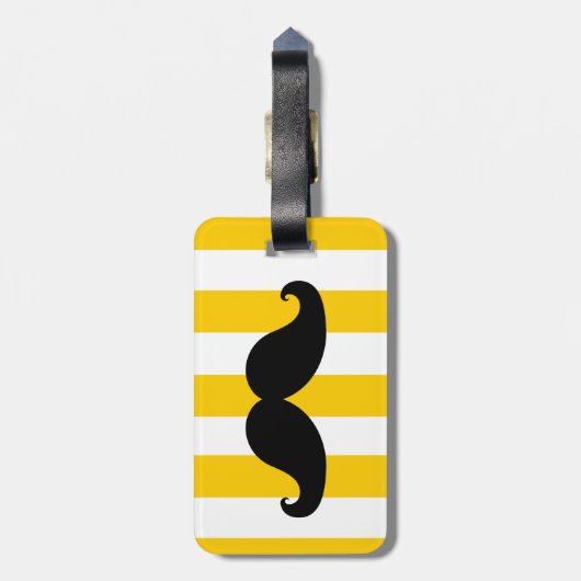 おもしろいな髭の荷物のラベル%PIPE%の黄色のストライプ ラゲッジタグ (裏面縦)