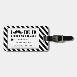 おもしろいな髭の荷物のラベル%PIPE%の黒のストライプ ラゲッジタグ