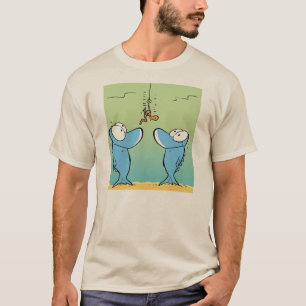 おもしろいな魚釣りの漫画のワイシャツ Tシャツ