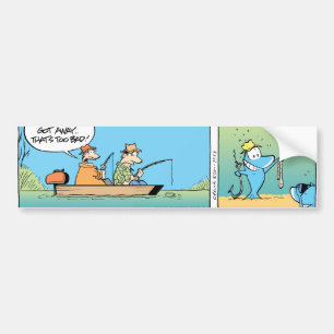 おもしろいな魚釣りの漫画 バンパーステッカー