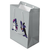 おもしろいな鮫の新郎新婦のギフトバッグ ミディアムペーパーバッグ (裏面アングル)