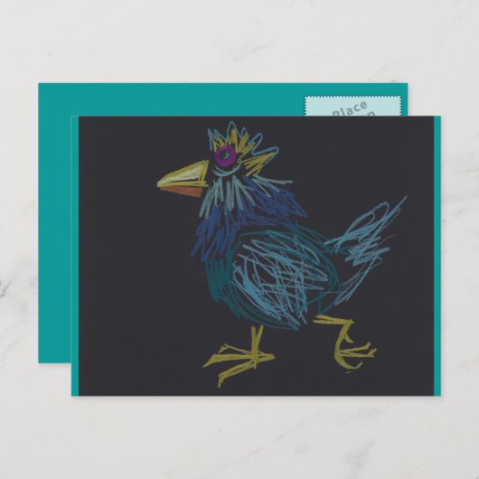 おもしろいな鶏のハッピーイースターのオンドリ年の郵便はがき シーズンポストカード (正面/裏面)