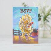 おもしろいな鶏のパーティーの中心RSVP 出欠カード (スタンド正面)