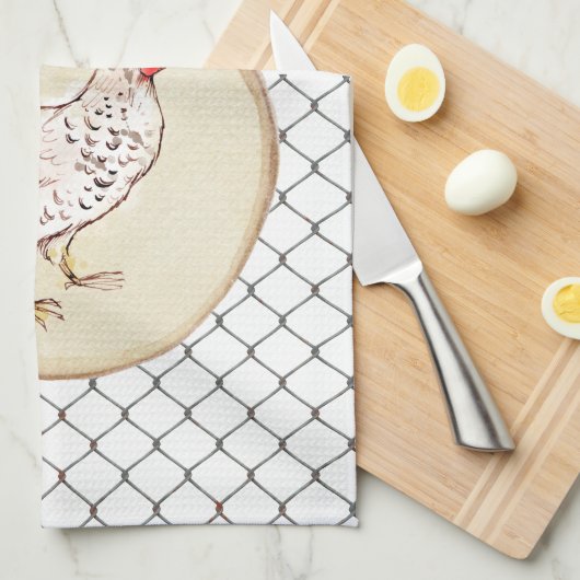 おもしろいな鶏の卵のノベルティの素朴なぼろぼろの農家 キッチンタオル (四つ折り)