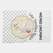 おもしろいな鶏の卵のノベルティの素朴なぼろぼろの農家 キッチンタオル (横)