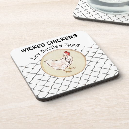 おもしろいな鶏の卵のノベルティの素朴なぼろぼろの農家 コースター (左側)