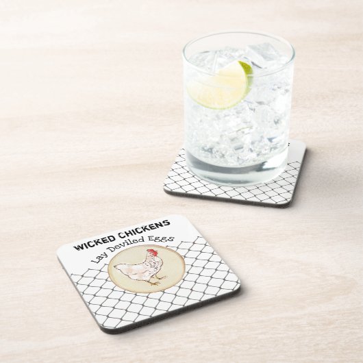 おもしろいな鶏の卵のノベルティの素朴なぼろぼろの農家 コースター (右側)