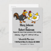 おもしろいな鶏の新郎新婦の結婚式招待状 インビテーションポストカード (正面/裏面)