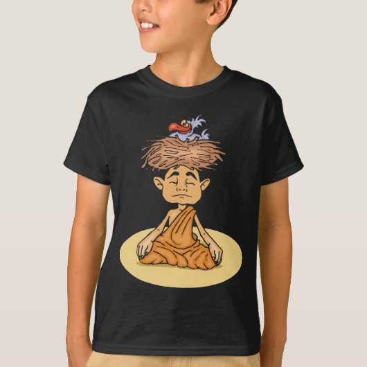 おもしろいな黙想の黒のTシャツ Tシャツ (正面)