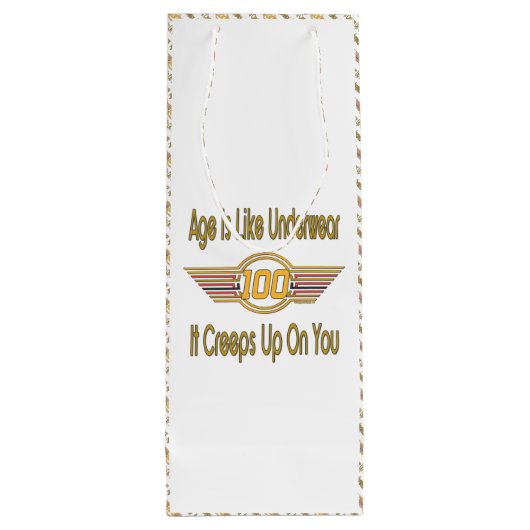 おもしろいな100th誕生日プレゼント。 年齢は下着のようです、 ワインギフトバッグ (裏面)