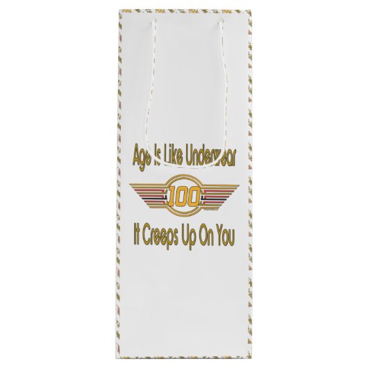 おもしろいな100th誕生日プレゼント。 年齢は下着のようです、 ワインギフトバッグ (正面)