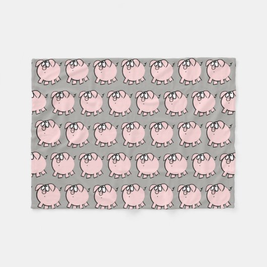 おもしろいな4つの漫画のイラストレーションのブタは色FBを選びます フリースブランケット (正面(横))