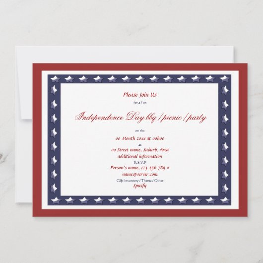 おもしろいな7月の4日独立記念日 招待状 (裏面)