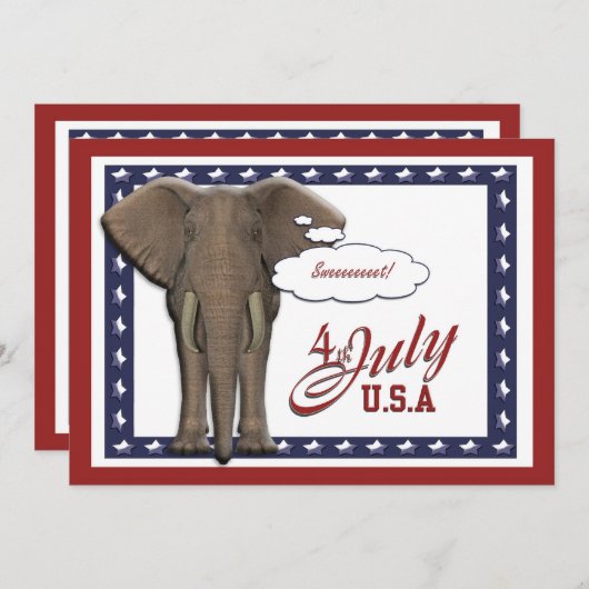 おもしろいな7月の4日独立記念日 招待状 (正面/裏面)