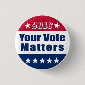 おもしろいな|あなたの投票Matters|選挙2016年 缶バッジ (正面)