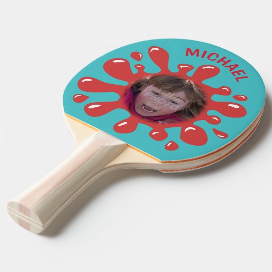 おもしろいな（ばちゃばちゃ）跳ねるのぴしゃぴしゃという音の赤いべたつく物の名前をカスタムするの写真 卓球ラケット (正面アングル)