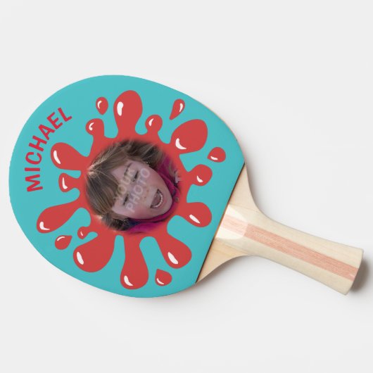 おもしろいな(ばちゃばちゃ)跳ねるのぴしゃぴしゃという音の赤いべたつく物の名前をカスタムするの写真 卓球ラケット (横)