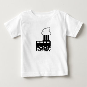 おもしろいな"ウンチ工場"の幼児ワイシャツ ベビーTシャツ