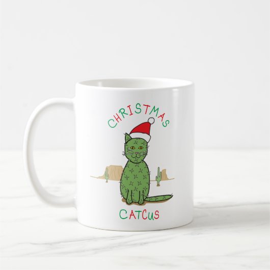 おもしろいな"クリスマスCatcus"のサボテンのスケッチ コーヒーマグカップ (左)