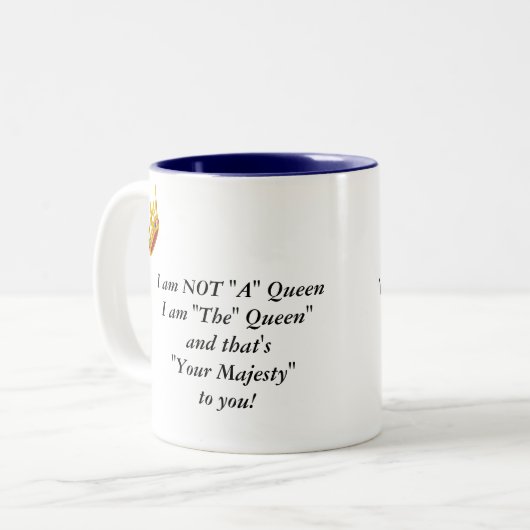 おもしろいな"女王"のことわざのマグ ツートーンマグカップ (正面左)